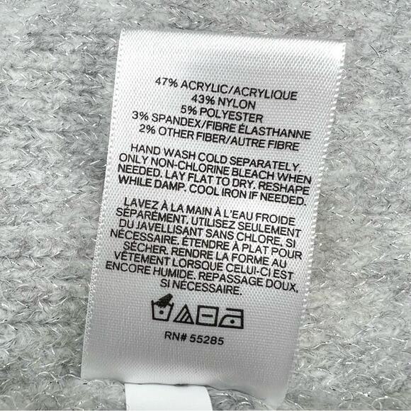 Express Womens Metallic Slouchy V-Neck Pullover Sweater Gray Marled Size L - Picture 5 of 7